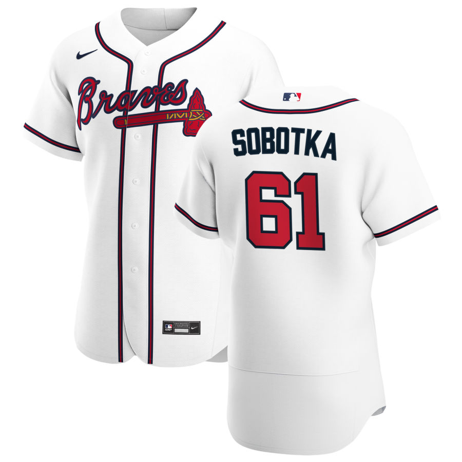 Atlanta Braves #61 Chad Sobotka Men Nike White Home 2020 Authentic Player MLB Jersey